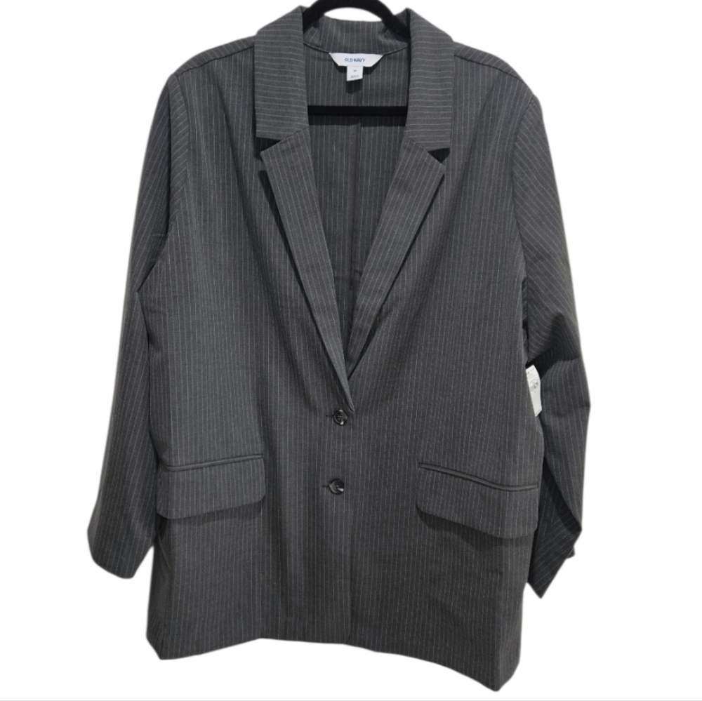 NWT Women's Blazer Gray Pinstripe Suit Jacket Office Plus Size 3X Classic NEW